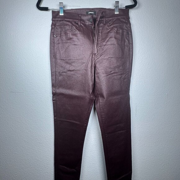 Express Coated Burgundy Skinny Jeans – Size 4R - Picture 1 of 3